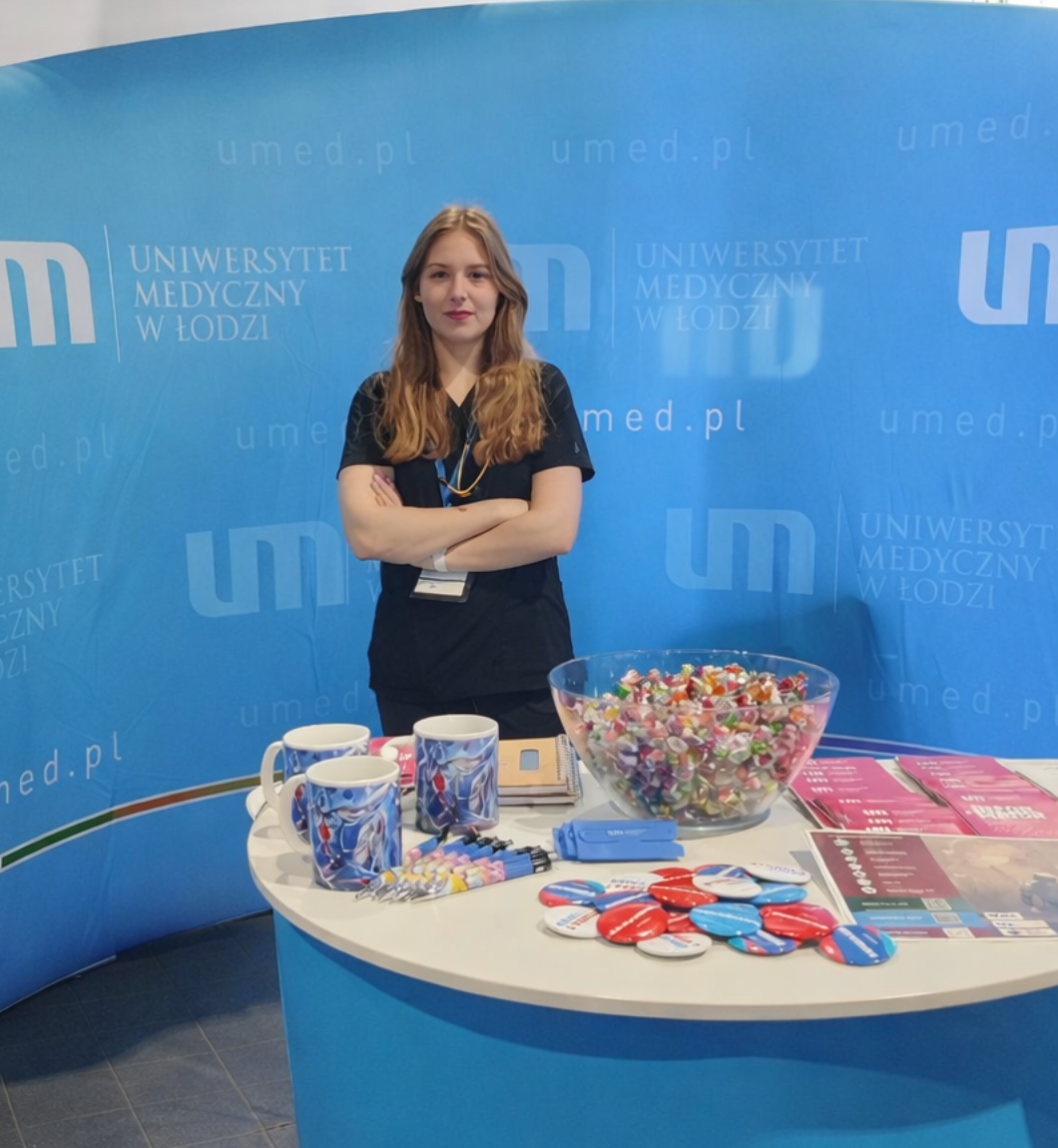 Julia Barczuk at a Medical University of Lodz event booth